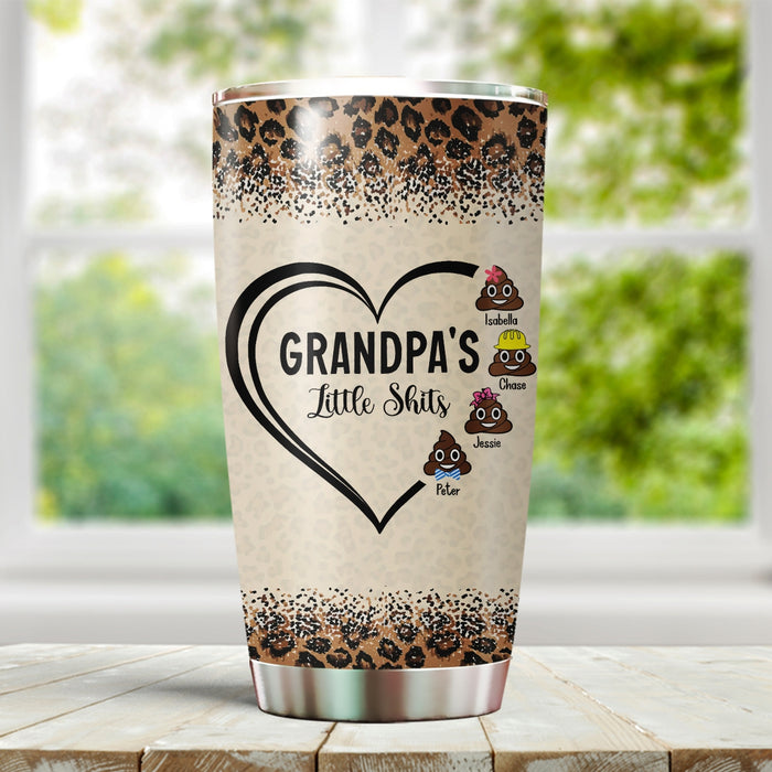 Personalized Tumbler For Grandpa From Grandkids Funny Little Shits Hearts Multi Theme Custom Name Travel Cup Xmas Gifts