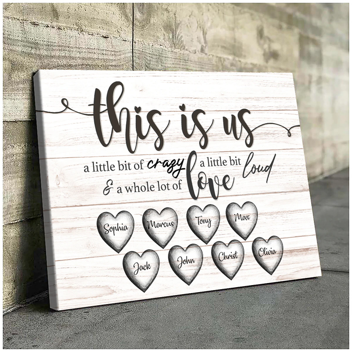 Personalized Wall Art Canvas For Family This Is Us Wooden Vintage Heart Design Poster Print Custom Multi Name