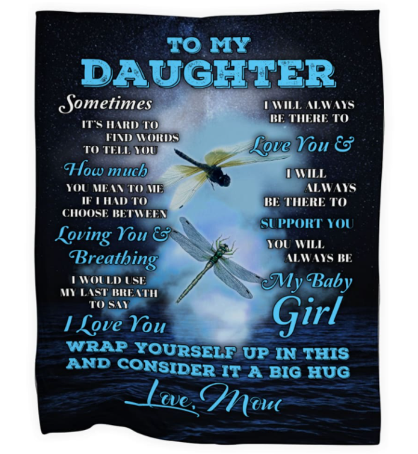 Personalized To My Daughter From Mom Sherpa Fleece Blanket You Will Always Be My Baby Print Dragonflies Custom Name