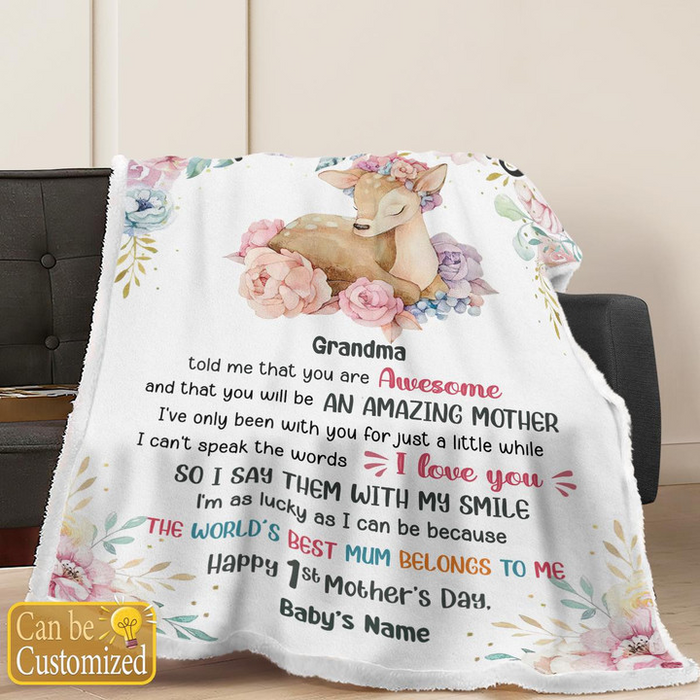 Personalized Blanket For New Mom Flowers I've Been With You For A While Deer Custom Name Gifts For First Mothers Day