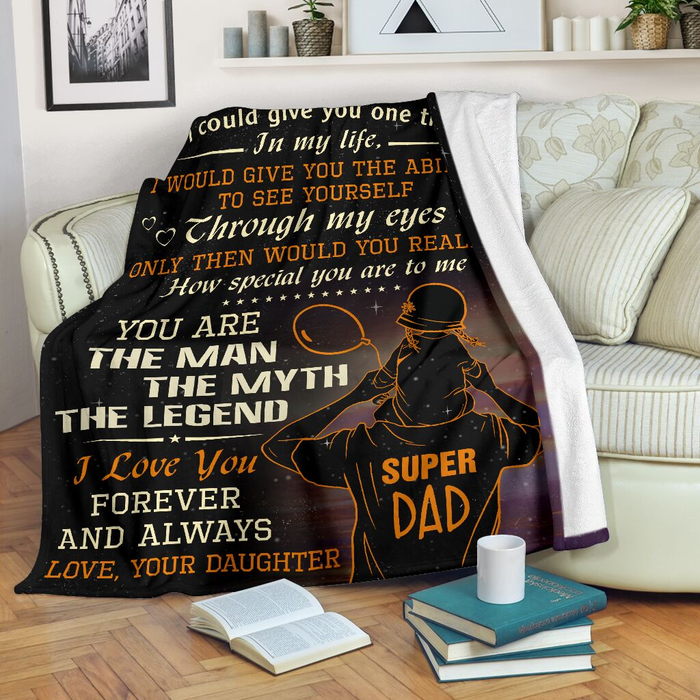 Personalized Blanket To My Dad From Daughter You Are The Man The Myth The Legend Star Night Background Custom Name