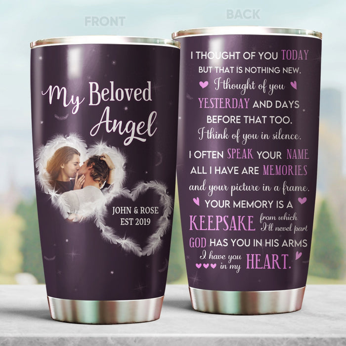 Personalized Memorial Tumbler For Loss Of Loved One My Beloved Angel Hearts Custom Name Bereavement Gifts Travel Cup