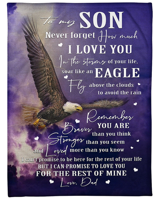 Personalized To My Son Blanket Gifts From Mom Dad Flying Eagle You Are Braver Than You Think Custom Name For Birthday