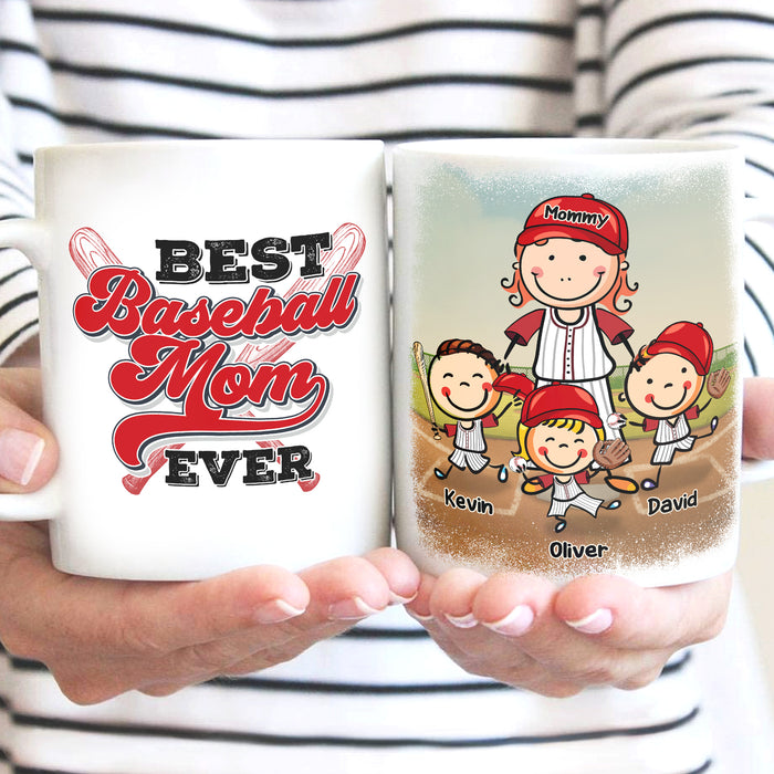 Personalized Ceramic Coffee Mug For Baseball Lovers Best Baseball Mom Ever Cute Kid Print Custom Name 11 15oz Cup