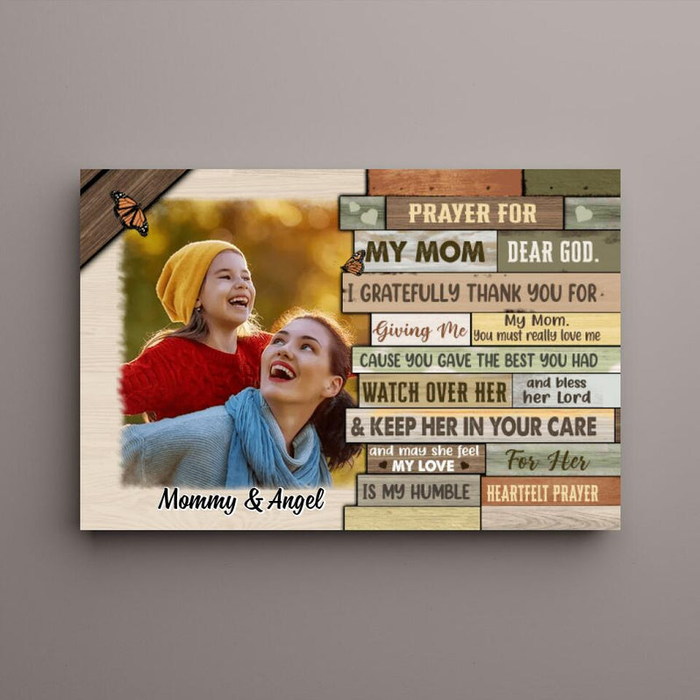 Personalized Canvas Wall Art For Mom From Kids Dear God Keep Her In Your Care Custom Name Photo Canvas Poster Home Decor