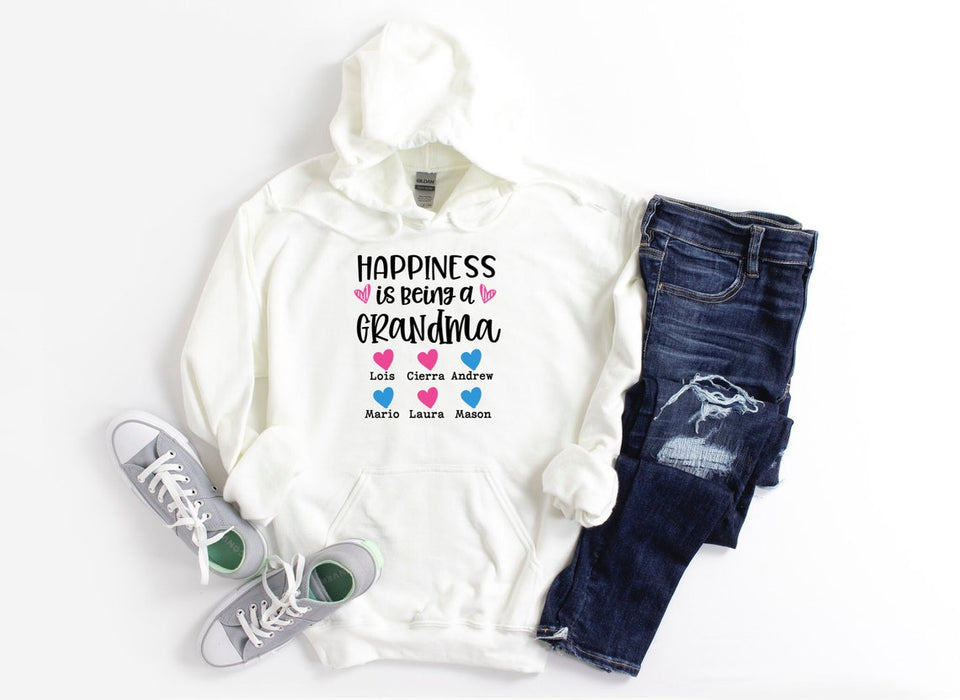 Personalized T-Shirt Sweatshirt & Hoodie Happiness Is Being A Grandma Custom Grandkids Name