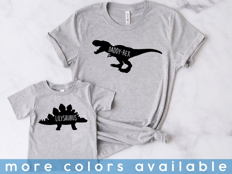 Personalized Saurus Shirt For Dad and Baby Father Son Matching Father's Day Kid Shirt