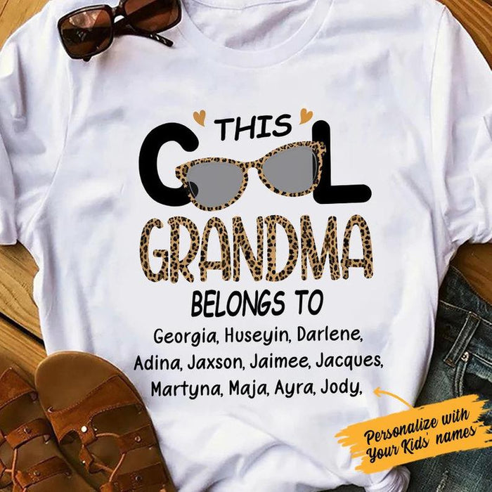 Personalized T-Shirt For Grandma This Cool Grandma Belongs To Grandkids Name Shirt Leopard Pattern Shirt