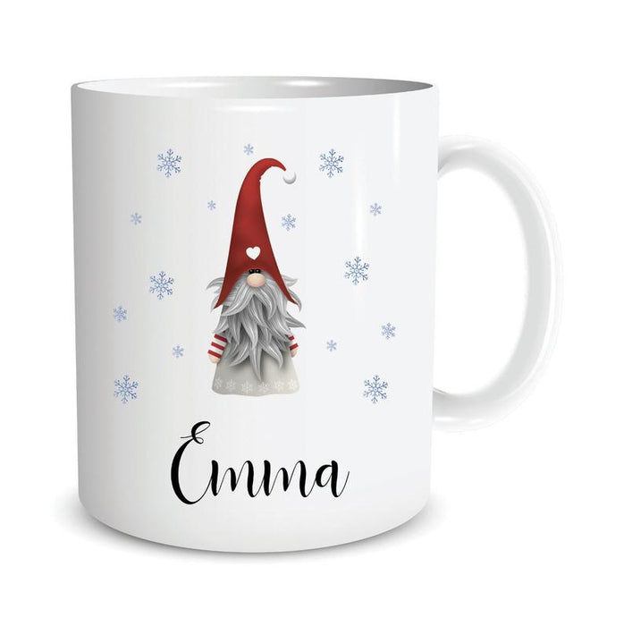 Personalized Coffee Mug For Friend Christmas Gnomes Santa Red Hat With Snow Printed Custom Name 11Oz 15oz Ceramic Mug