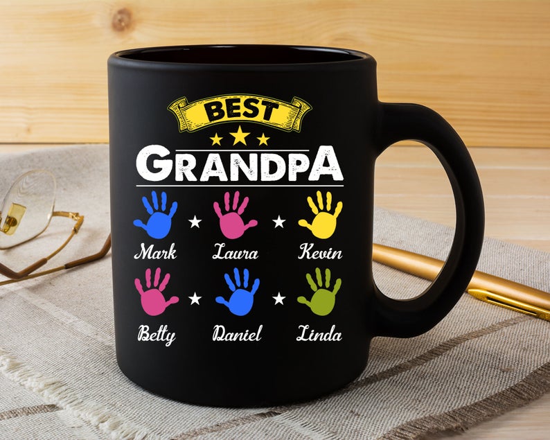 Personalized Coffee Mug For Grandpa Best Grandpa With Grandkids Names Printed Mug 11Oz 15Oz Ceramic Mug