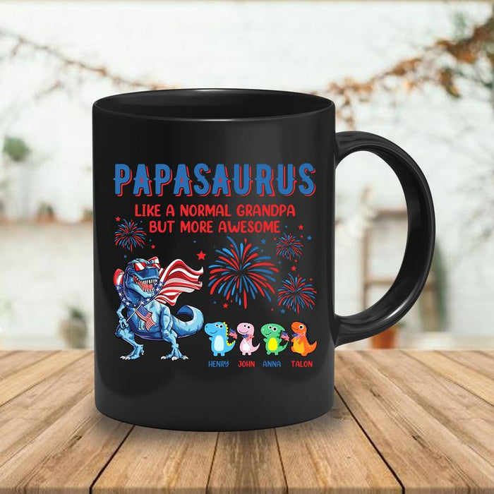 Personalized Coffee Mug For Grandpa Papasaurus Like A Normal Grandpa But More Awesome Mug Custom Grandkids Name 11Oz 15Oz Ceramic Mug