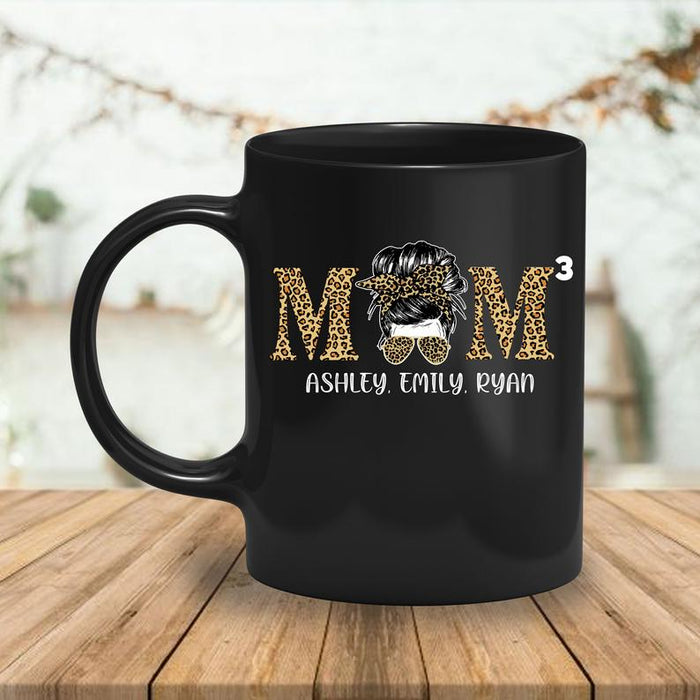 Personalized Coffee Mug For Mom Leopard Art Printed Mug With Custom Kids Name 11Oz 15Oz Ceramic Mug
