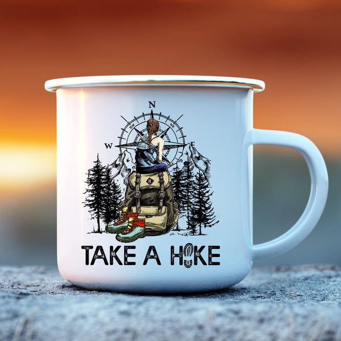 Take A Hike Camp Mug 12oz for Girl Women Cute Forest Mountain Travel Cup Gifts for Ladies