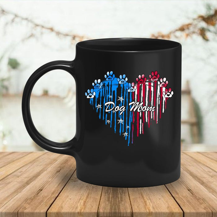 Personalized Coffee Mug Dog Mom Mug Custom Dogs Name Gift For Independence Day 11Oz 15Oz Ceramic Mug