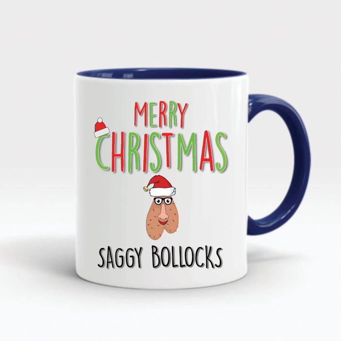 Funny Rude Profanity Accent Mugs Merry Christmas Saggy Bollocks 11Oz Ceramic Mug For Friend