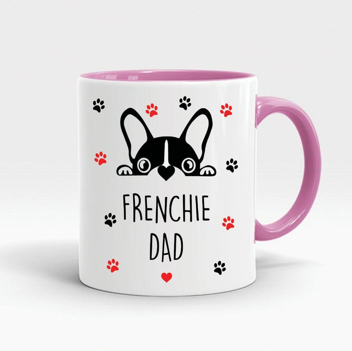 Personalized Accent Mug For Dog Lovers Frenchie Dad With Cute Dog Printed 11oz Coffee Mug