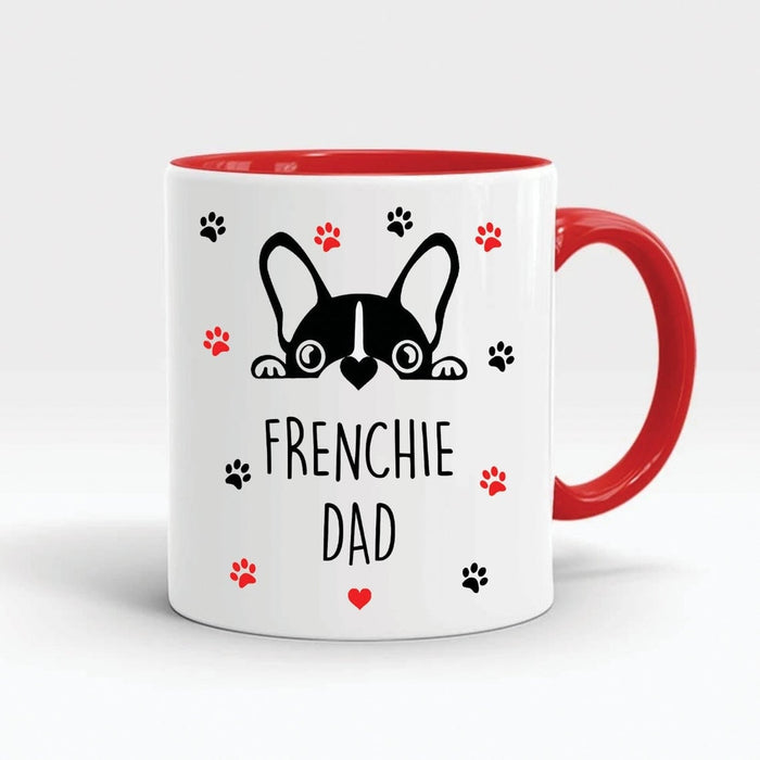 Personalized Accent Mug For Dog Lovers Frenchie Dad With Cute Dog Printed 11oz Coffee Mug