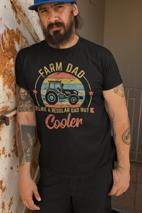 Retro Vintage Tee Shirt For Farming Daddy Tee Farm Dad A Regular Dad But Cooler Quotes Shirt