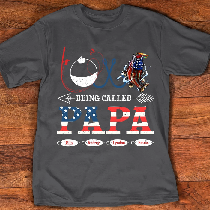 Personalized Tee Shirt To My Grandpa Love Being Called Papa Independence Day T-Shirt Custom Kids Name