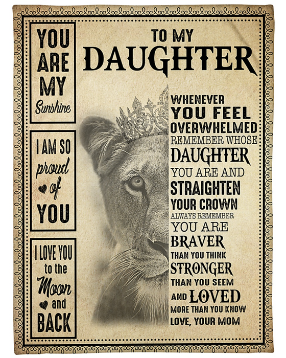 Personalized Fleece Blanket For Daughter Print Lion Cute Customized Blanket Gift For Birthday Graduation Gift Idea For Daughter