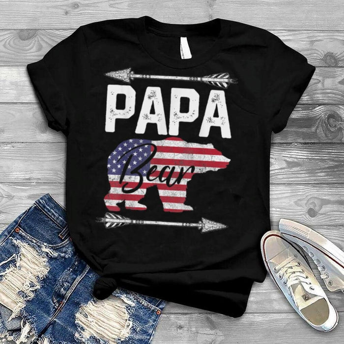 Personalized T-Shirt For Grandpa Papa Bear American Flag Art Printed Shirt For Independence Day
