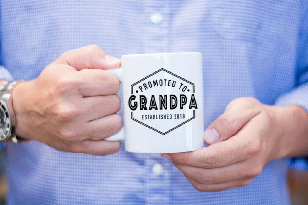 Personalized Coffee Mugs For Grandfather Promoted To Grandpa Mugs Custom Nickname And Year 11oz 15oz Ceramic Mugs