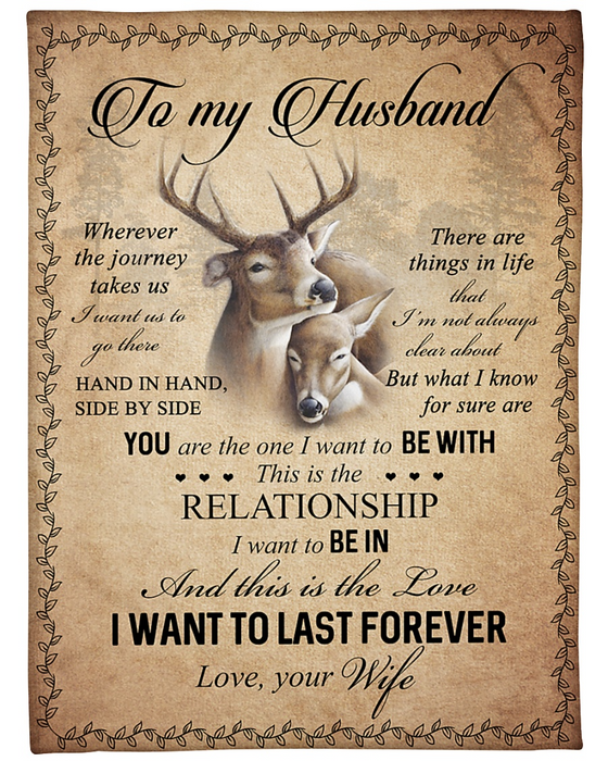 Personalized Fleece Blanket To My Husband From Wife Print Deer Couple Lovely Blanket Gifts For Anniversary Wedding