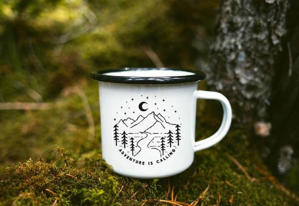 Personalized Adventure Is Calling Camping Mug 12oz Gifts For Campers Natural Mountain Night Design For Men Women