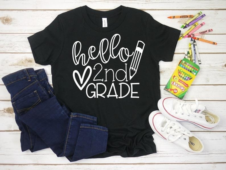 Personalized T-Shirt For Kids Hello Second Grade Pencil Shirt Back To School Shirt Custom Grade Level