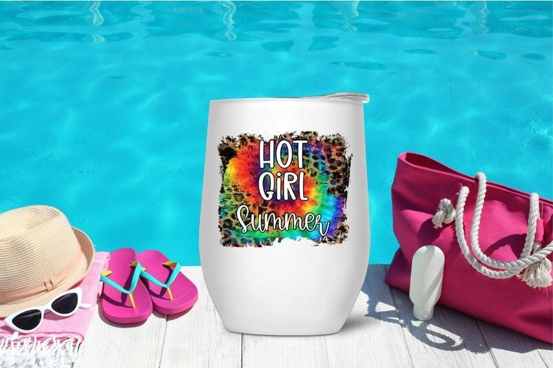 Personalized Wine Tumbler For Women Hot Girl Summer Leopard Tumbler 12oz Stainless Steel Tumbler With Lid