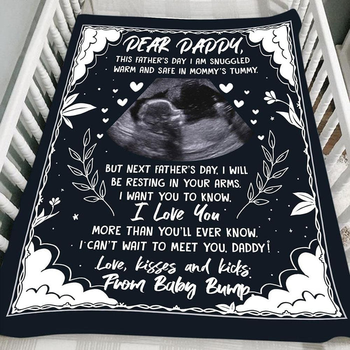 Personalized Fleece Blanket For New Dad This Father's Day I'll Be Snuggled Warm And Safe In Mommy's Tummy From Baby Bump