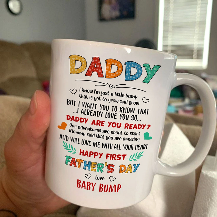 Personalized Coffee Mug Father's Day Gifts For New Dad From Baby Bump 1st First Time To Be Daddy