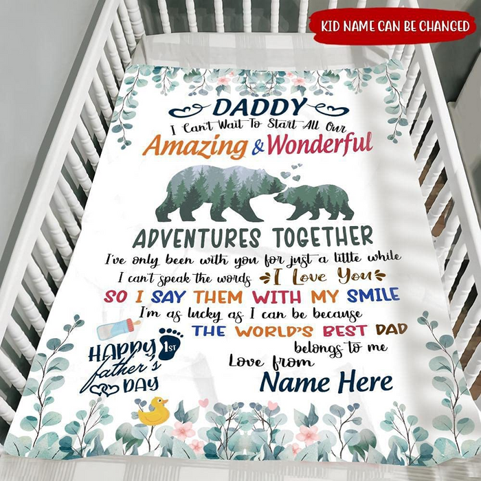 Personalized Blanket For Baby Daddy I Can't Wait To Start All Our Amazing And Wonderful Custom Name Baby