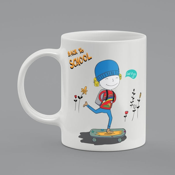 Coffee Mug For Kids Back To School Mug Cute Kid With Skateboard And Flower Printed 11oz Mug