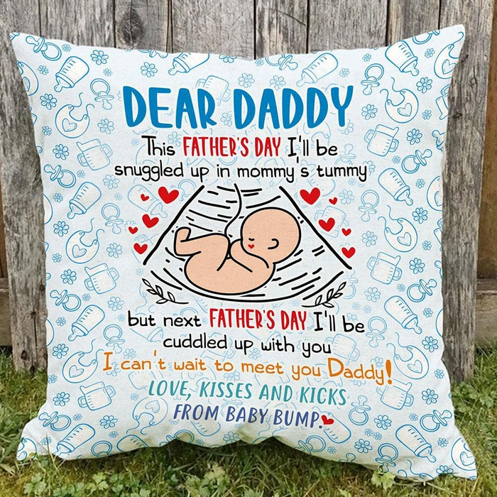 Personalized Baby Bump Pillow Dear Daddy Next Fathers Day I'll Be Cuddled Up with You Pillow Gifts Father's Day