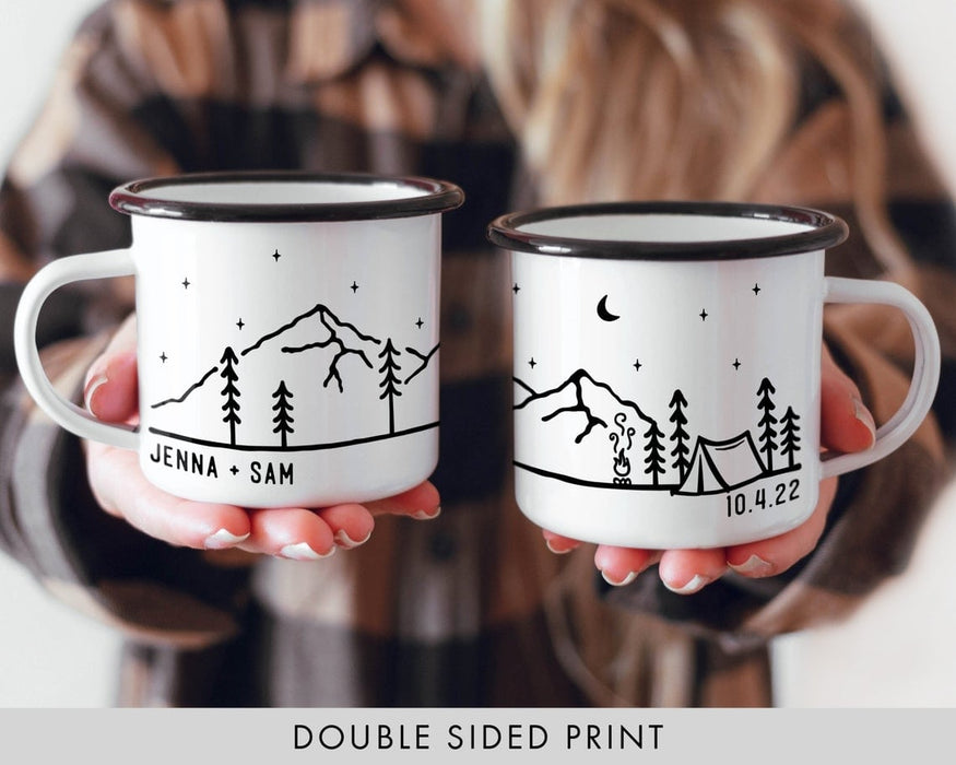 Personalized Campfire Mug for Couple Let The Adventure Begin Camping Cup 12oz Gifts for Travel Picnic