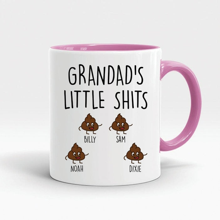 Personalized Accent Mug For Grnadpa Grandad's Little Shit Custom Name Funny Mug 11oz