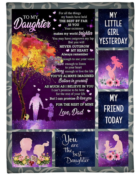 Personalized Fleece Blanket For Daughter Print Art Dad And Daughter Customized Blanket Gifts for Birthday Graduation