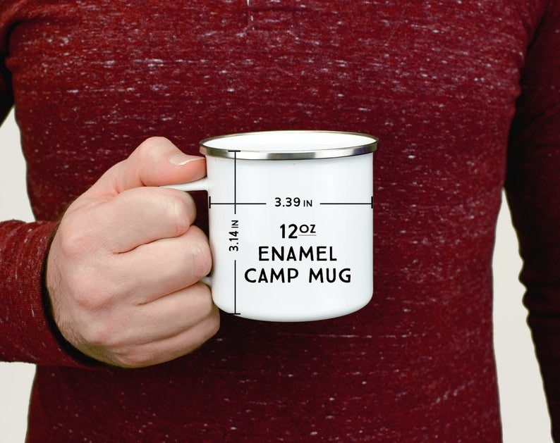 Camping Mug For Couple His And Hers Ocean Design Mug Custom Nickname 12oz Enamel Mug