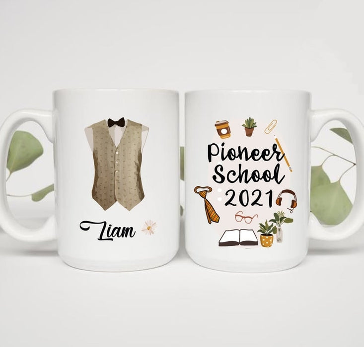 Personalized Coffee Mug For Boy Pioneer School 2021 Custom Name Vest Printed Mug Back To School 11oz 15oz Mug