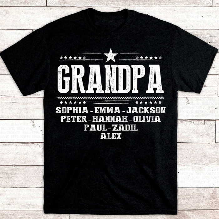 Personalized T-Shirt For Grandpa With Grandkids Name Shirt For Father's Day