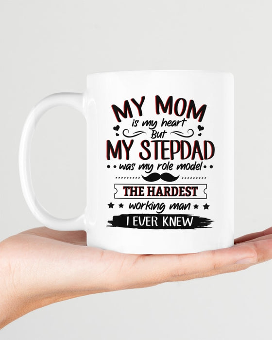 Coffee Mug For Bonus Dad My Mom Is My Heart But My Stepdad Was My Role Model Mug With Beard Printed 11Oz 15Oz Ceramic Mug
