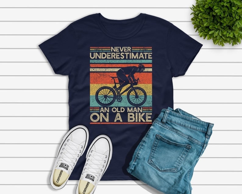 Shirt For Men Never Underestimate An Old Man On A Bike Vintage Shirt For Father's Day