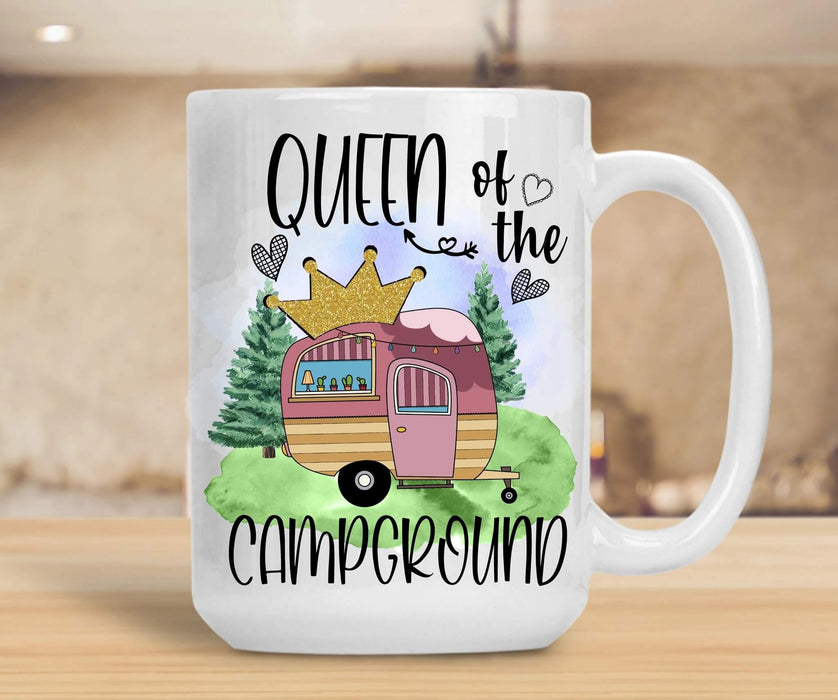 Coffee Mug For Women Queen Of The Campground Mugs From Friend Ceramic Mug 11Oz 15Oz