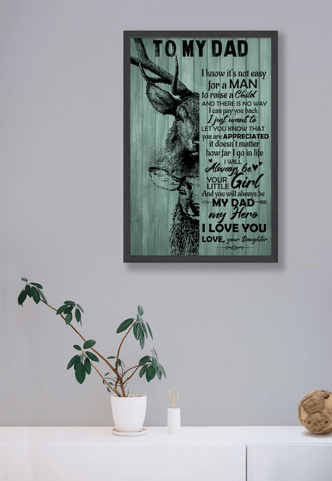 Personalized Poster for Dad Print Deer Family Custom Name Kids Gifts For Father's Day