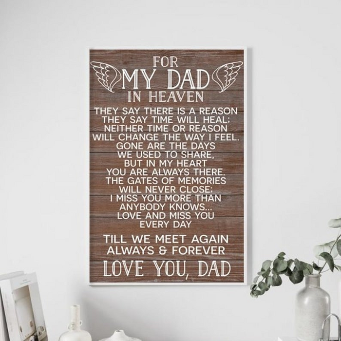 Poster for Dad in Heaven With Love Quotes Till We Meet Again Always And Forever Father's Day Canvas Poster