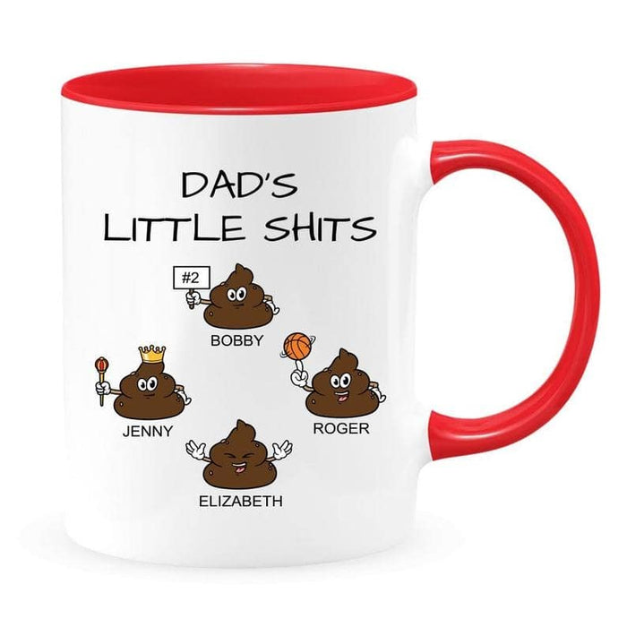 Personalized Mug For Father's Day Dad's Little Shits Custom Kids's Name Mug For Daddy