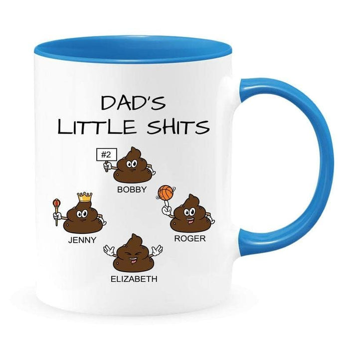 Personalized Mug For Father's Day Dad's Little Shits Custom Kids's Name Mug For Daddy