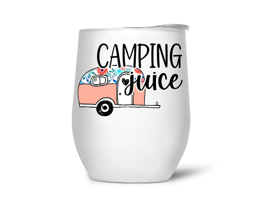 Camping Juice Wine Tumbler 12Oz For Picnic Lovers Cute Rustic Floral Coffee Cup For Women Girl