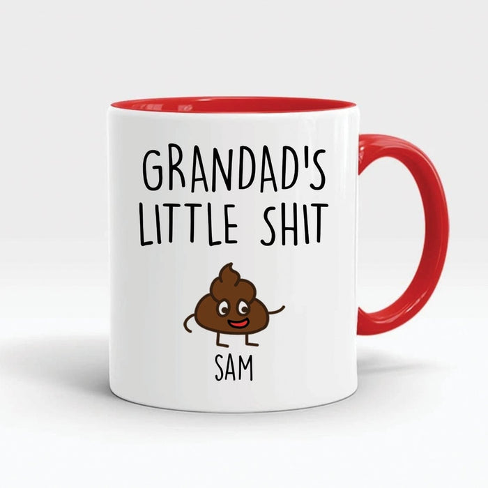 Personalized Accent Mug For Grnadpa Grandad's Little Shit Custom Name Funny Mug 11oz